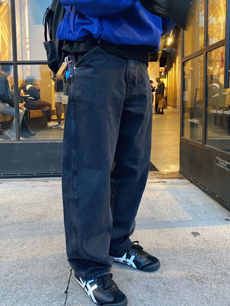 Sank curved wide denim pants (1 color)